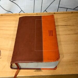 Zondervan NIV The Message Parallel Bible Two-Tone Brown Orange Italian Duo-Tone